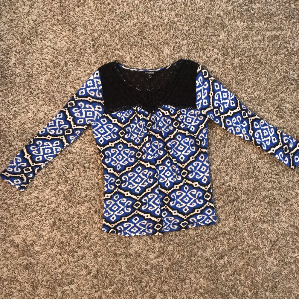 Lucky Brand knit neckline multicolor top